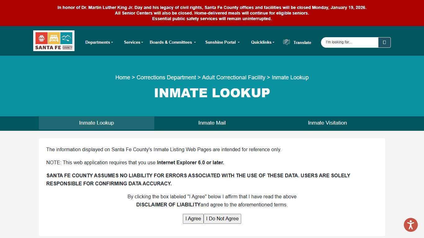 Inmate Lookup | Santa Fe County